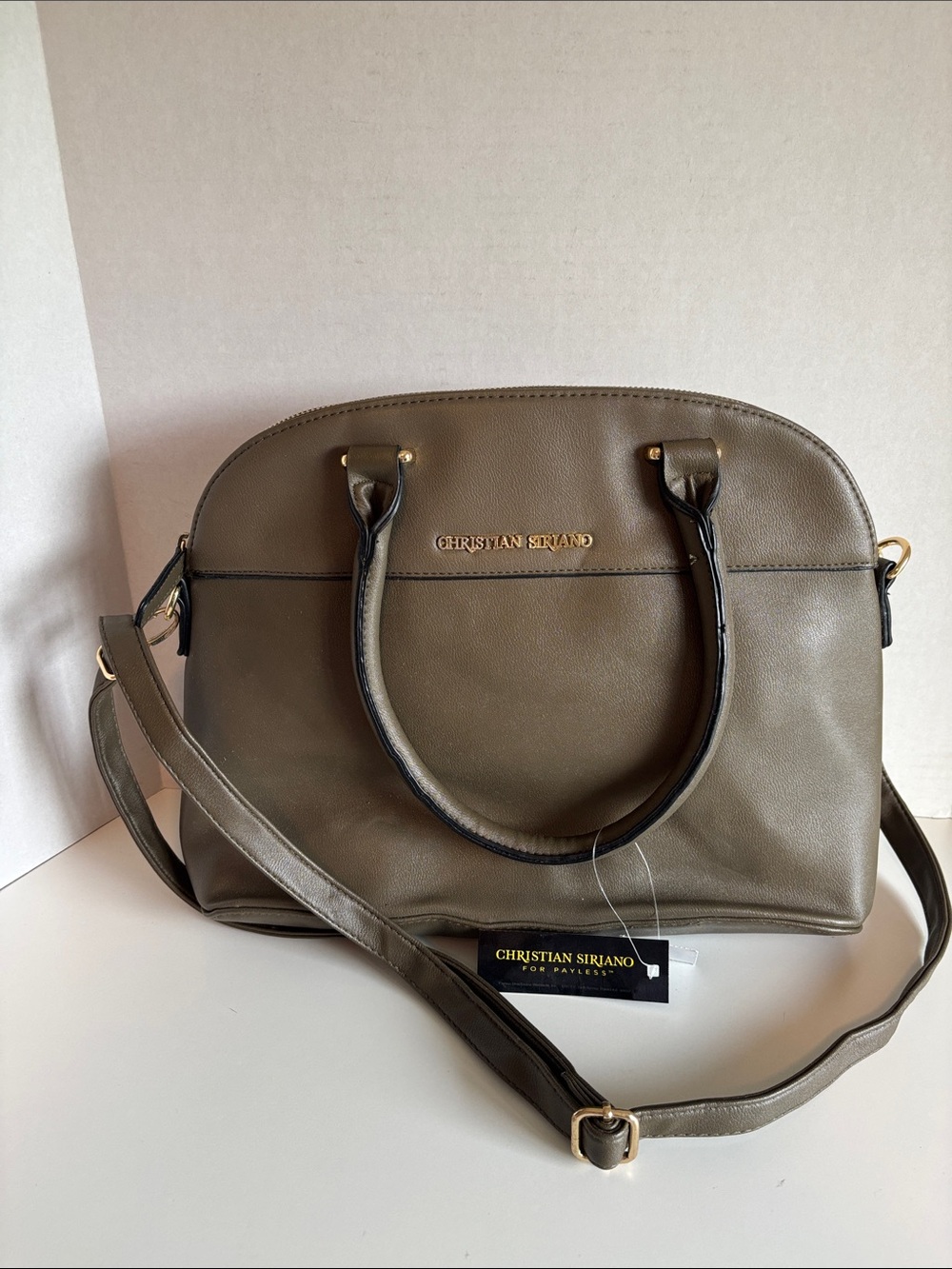 Christian Siriano Olive Green Dome Satchel with Gold Accent